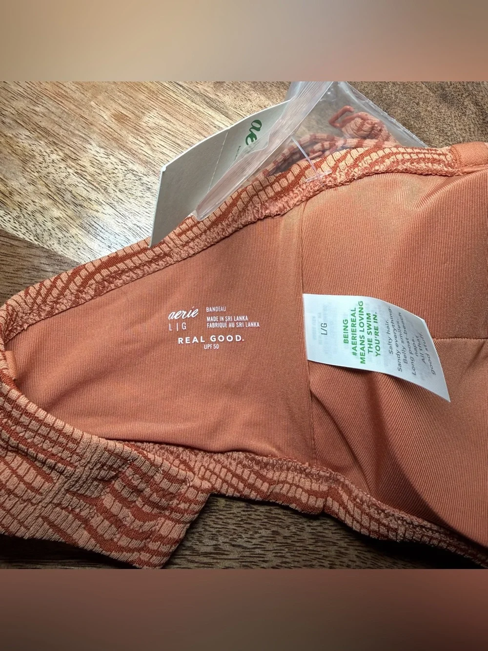 Aerie Orange Musk Jacquard Bandeau Top
